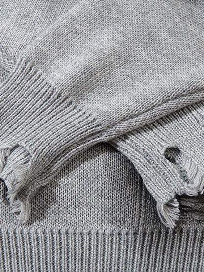 Vintage Spray-Painted Cross Hole Knit Sweater