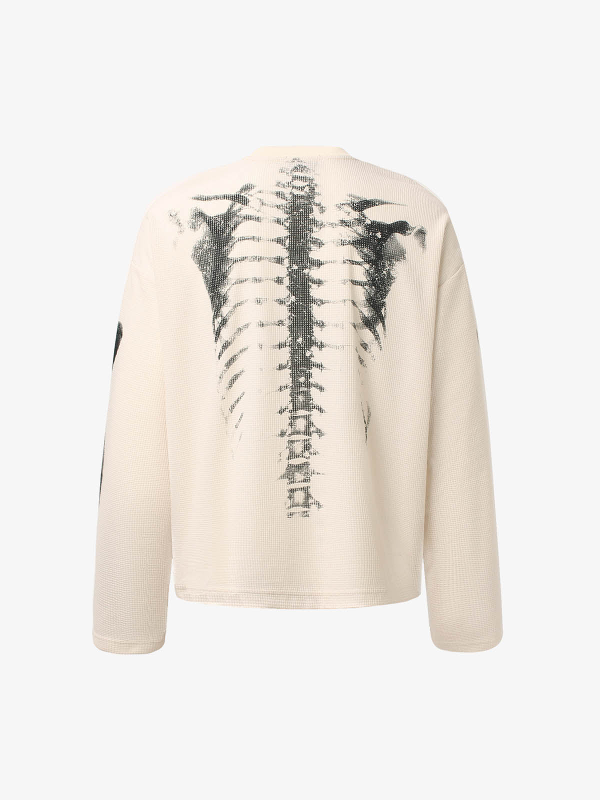 Skeleton Graphic Waffle Sweatshirt – Spooky Halloween Vibes - 2495