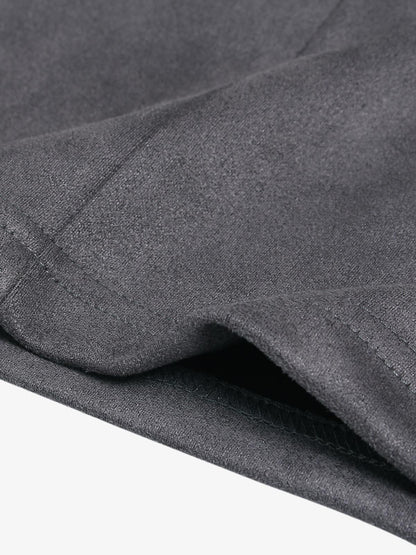 Suede Contrast Color Spliced Letter Embroidery Oversize T-shirt - 2462