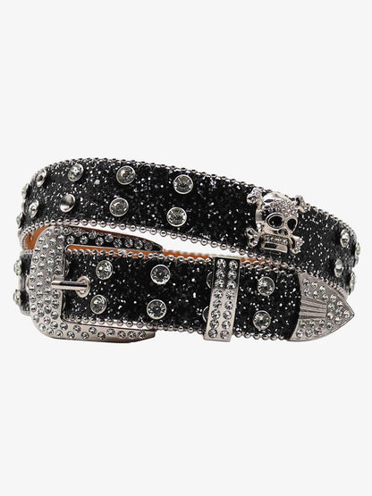 Thesupermade Rhinestone Skull Belt - 1668