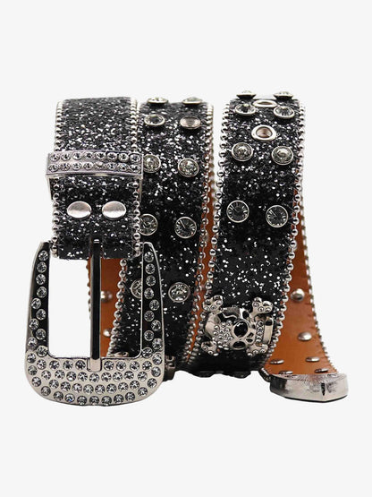 Thesupermade Rhinestone Skull Belt - 1668