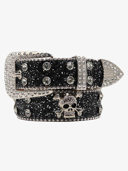Thesupermade Rhinestone Skull Belt - 1668