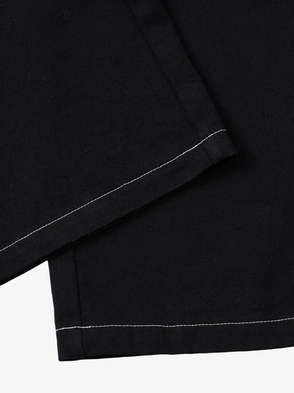 Denim Embroidered Flame Baggy Jeans - 2456