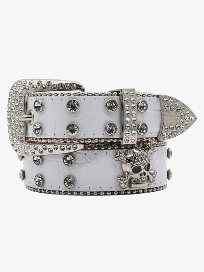 Thesupermade Rhinestone Skull Belt - 1668